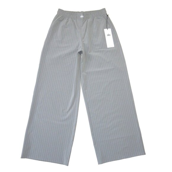 ALO Yoga Pants - NWT Alo Yoga Pinstripe Daylight Boxer Pant in Lunar Grey White Relaxed Pants M